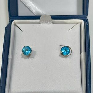 Sparkling Aqua Stud Earrings